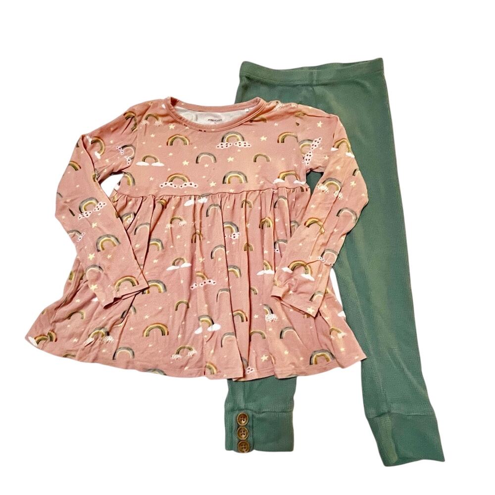 Posh Peanut Shay Rainbow Peplum Top and Leggings Outfit Size 7